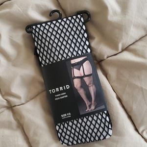TORRID Fish net Thigh high faux garder